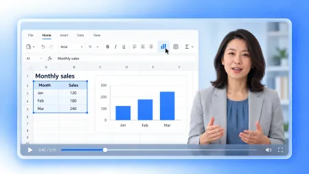 Spreadsheet chart lesson with an AI instructor created using the ai screen recorder