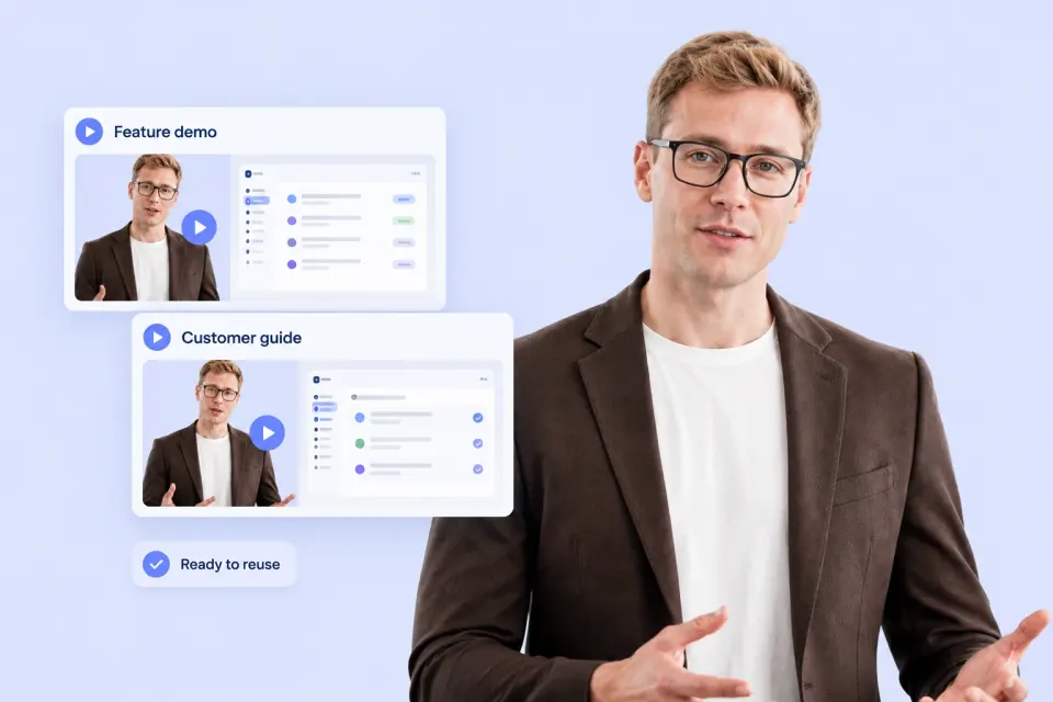 A product specialist’s AI avatar presenting a series of product explanations