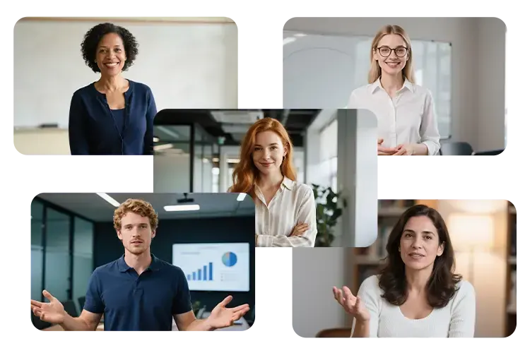Company presenters creating workplace training videos