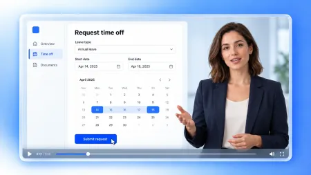 Employee time-off request walkthrough with an AI presenter created using the ai screen recorder